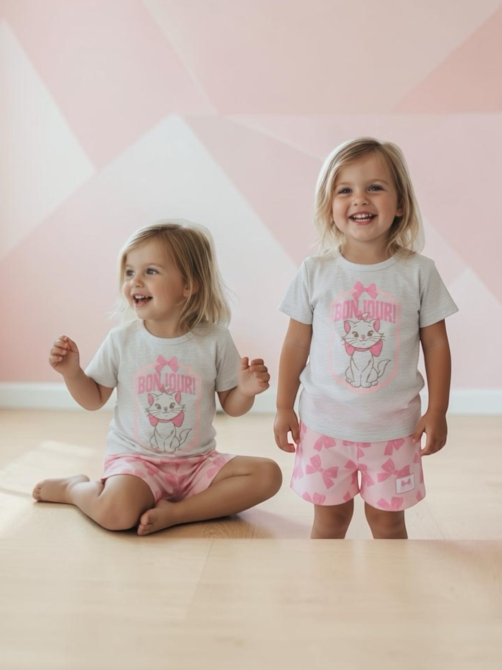 Disney Pink and Gray Classic  Marie Bonjour Graphic Tee and Shorts